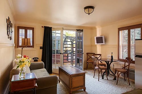 Courtyard studio with the doors open