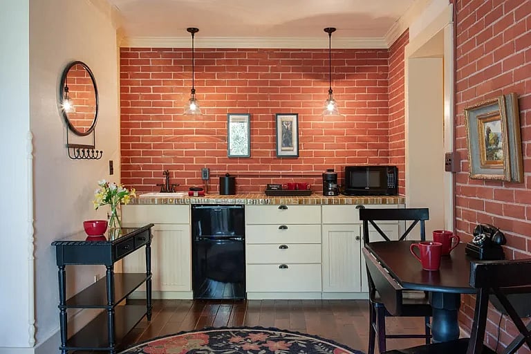 A kitchenette in the Queen Suite makes your stay at the Chamberlin Inn, boutique hotel in Cody, Wyoming, easy and comfortable.
