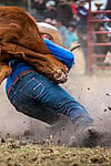 Wrangling a calf at the rodeo